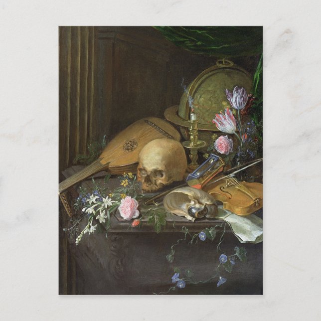 A Vanitas Still Life with a Nautilus and a Lute Postcard (Front)