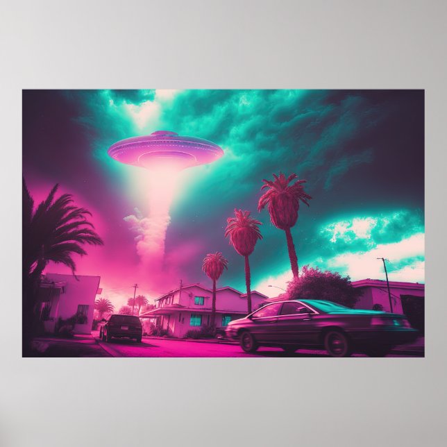 A Vaporwave Artwork of Extraterrestrial Encounter Poster (Front)