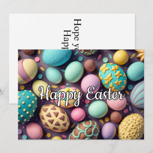 A Variety Of Delicious Chocolate Easter Eggs Holiday Card