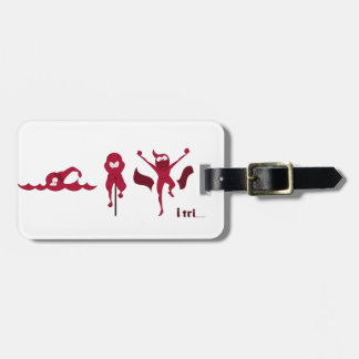A variety of products with the red 'Tri-toon' logo Luggage Tag