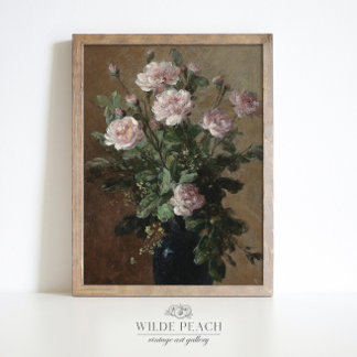 A Vase Bouquet of Roses vintage painting Poster