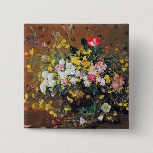 A Vase of Flowers 15 Cm Square Badge