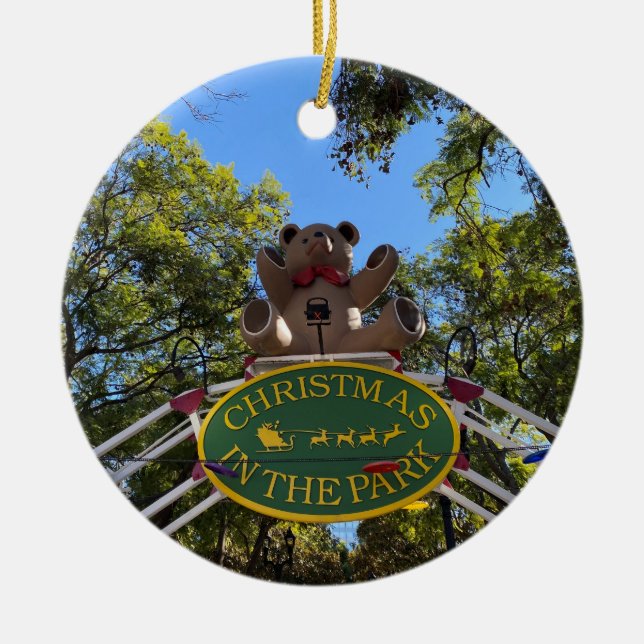 A Very Beary Christmas in the Park Ceramic Tree Decoration (Front)