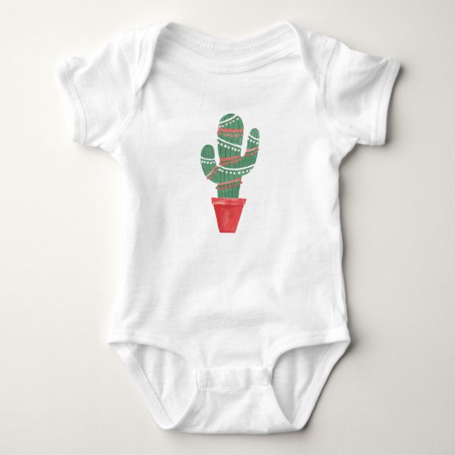 A Very Cactus Christmas Tree Baby Bodysuit (Front)