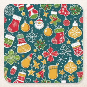 A very Christmas pattern design Square Paper Coaster