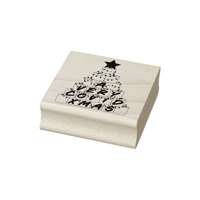 A Very Covid Xmas Christmas Toilet Paper Tree Wood Rubber Stamp (Stamp)