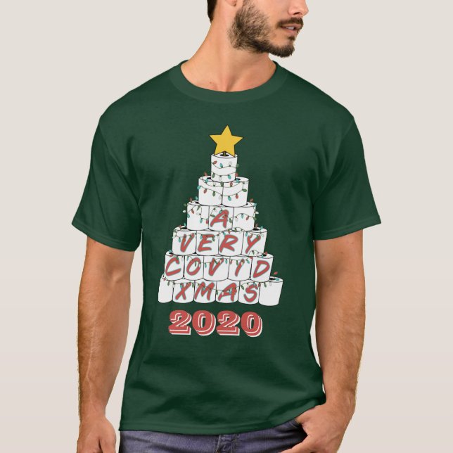 A Very COVID Xmas Funny 2020 Toilet Paper Tree Men T-Shirt (Front)