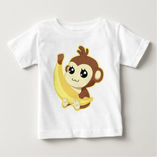 A very cute and kawaii monkey holding a banana baby T-Shirt