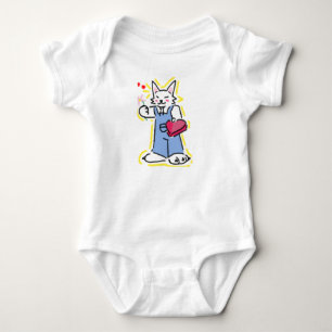 A very cute little cat offering you a flower! baby bodysuit