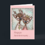 A Very Deer Couple - Anniversary Card<br><div class="desc">First in my new 2 by 2 series,  "A Very Deer Couple". Look for matching postage. Feel free to change text to suit your needs.</div>