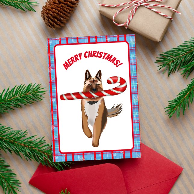 A Very German Shepherd Candy Cane Christmas Card (Great for the German Shepherd fan! )