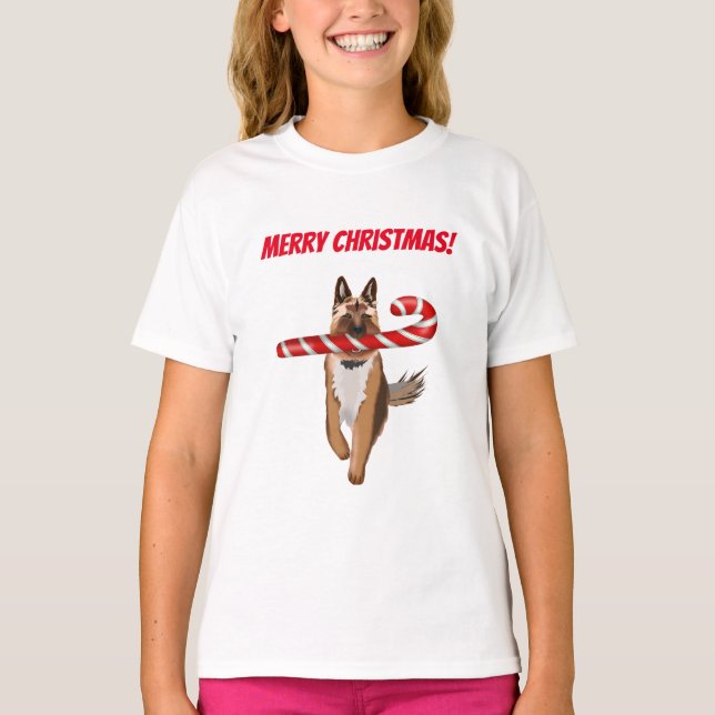A Very German Shepherd Candy Cane Christmas  T-Shirt (Front)