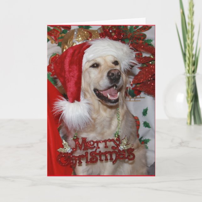 A Very Happy 'Christmas' Golden Retriever Holiday Card (Front)