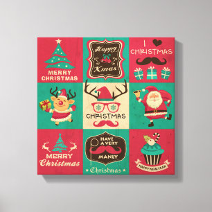 A Very Manly Christmas Moustache Collage Canvas Print