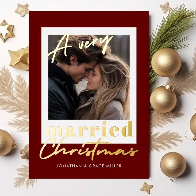 A Very Married Christmas Modern Photo (A Very Married Christmas Modern Photo Foil Holiday Card)