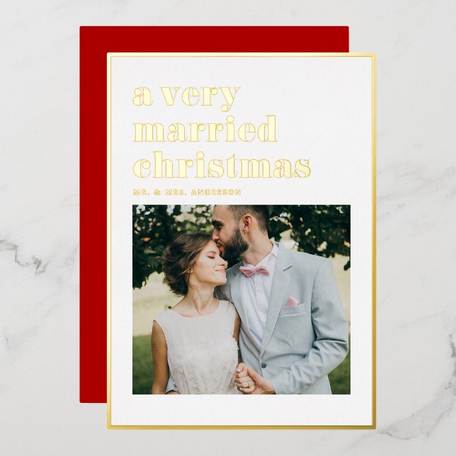 A Very Married Christmas Modern Photo Wedding (Front/Back)