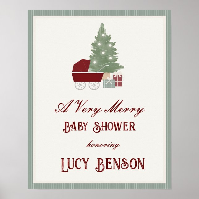 A Very Merry Baby Shower Welcome Sign (Front)