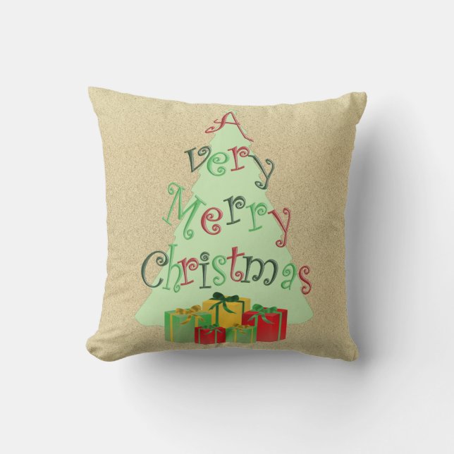 A Very Merry Christmas Burlap-look Cushion (Front)