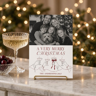 A Very Merry Christmas Champagne Toast Photo Holiday Card