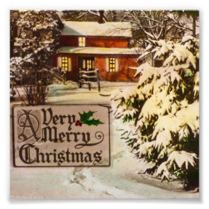 A Very Merry Christmas Classic Traditional Winter Photo Print
