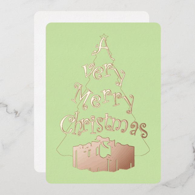 A Very Merry Christmas Foil Holiday Card (Front/Back)