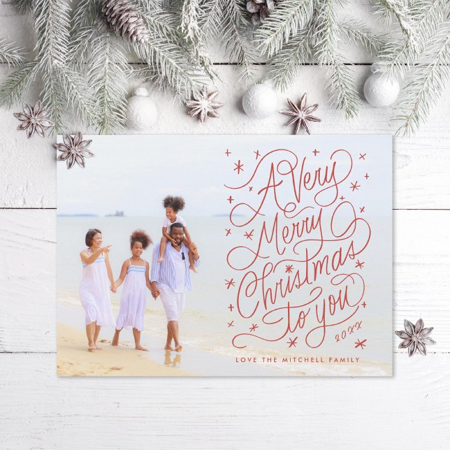 A Very Merry Christmas Hand-Lettering Photo Holiday Card (Creator Uploaded)
