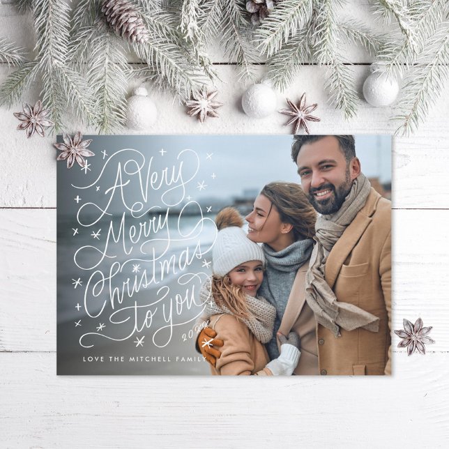 A Very Merry Christmas Hand-Lettering Photo Holiday Card (Creator Uploaded)