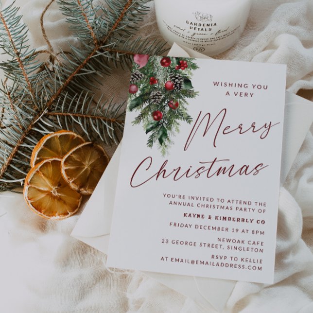 A Very Merry Christmas Party Modern Xmas Invitation (Creator Uploaded)
