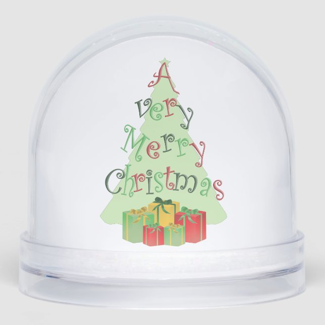 A Very Merry Christmas Tree and Gifts Snowglobe (Front)