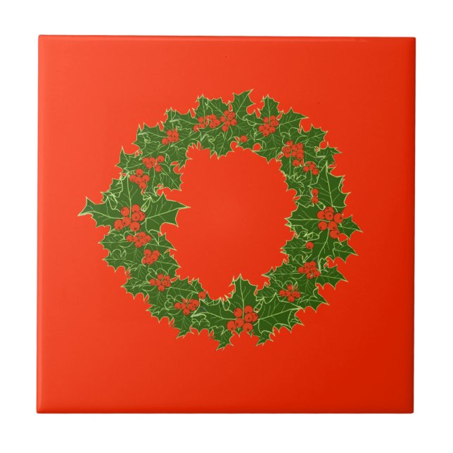 A Very Merry Christmas Wreath  Tile (Front)