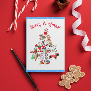 A Very Merry Doggie Christmas Holiday Postcard