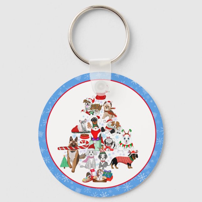 A Very Merry Doggie Christmas  Key Ring (Front)