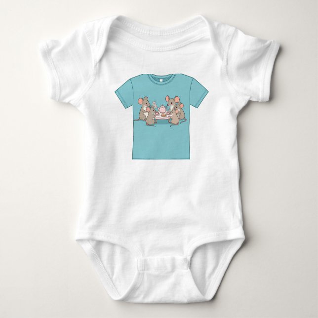 A Very Merry Mouse Tea Party Baby Bodysuit (Front)