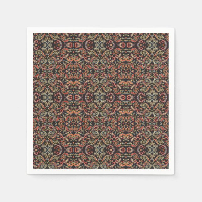 a very ornate pattern with many different colours napkin (Front)