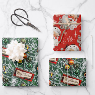 A Very Retro Merry & Bright Christmas  Wrapping Paper Sheet