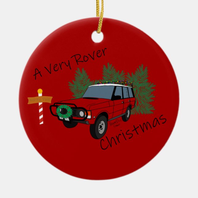 A Very Rover Christmas Ceramic Tree Decoration (Front)