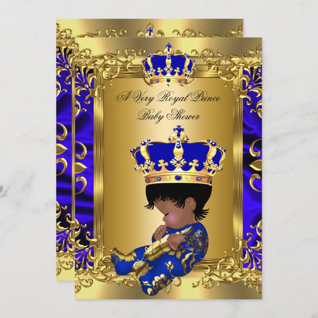 A Very Royal Prince Baby Shower Ethnic Invitation (Front/Back)
