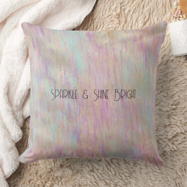 A Very Unicorn Sparkle Glitzy Gold Pink Christmas Cushion (Blanket)