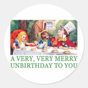 A VERY, VERY MERRY UNBIRTHDAY TO YOU! CLASSIC ROUND STICKER