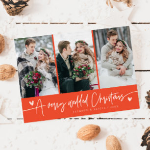 A Very Wedded Christmas Newlywed Photo Red Holiday Card