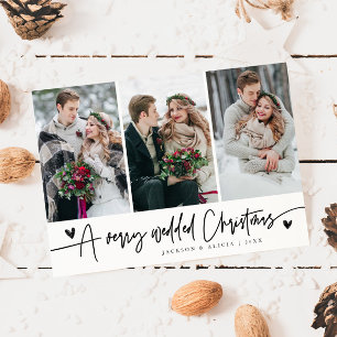 A Very Wedded Christmas Newlywed Photo White Holiday Card
