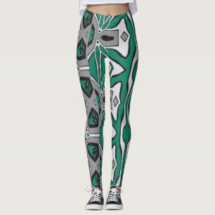 A vibrant abstract green "Ratti_Creative_Arts" Leggings