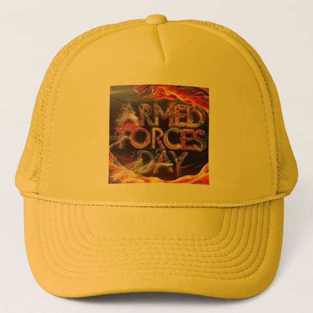 A vibrant " Armed forces day " 2025 hat (Front)