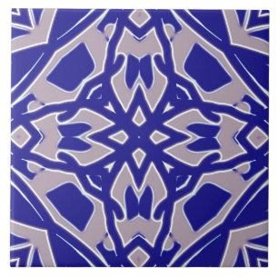 A vibrant blue & gray classic geometric pattern  tile