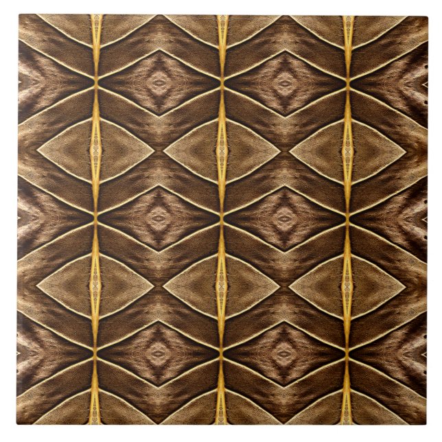 A vibrant brown colour classic pattern ceramic til tile (Front)