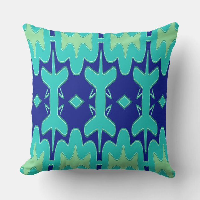 A vibrant colourful classic fabric pattern design  cushion (Front)
