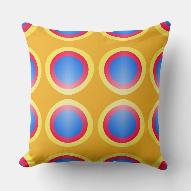 A vibrant colourful classic fabric pattern design cushion (Front)