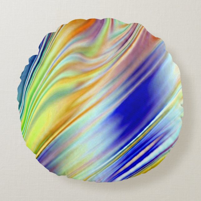 A vibrant colourful classic fabric pattern design round cushion (Front)