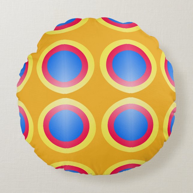 A vibrant colourful classic fabric pattern design  round cushion (Front)