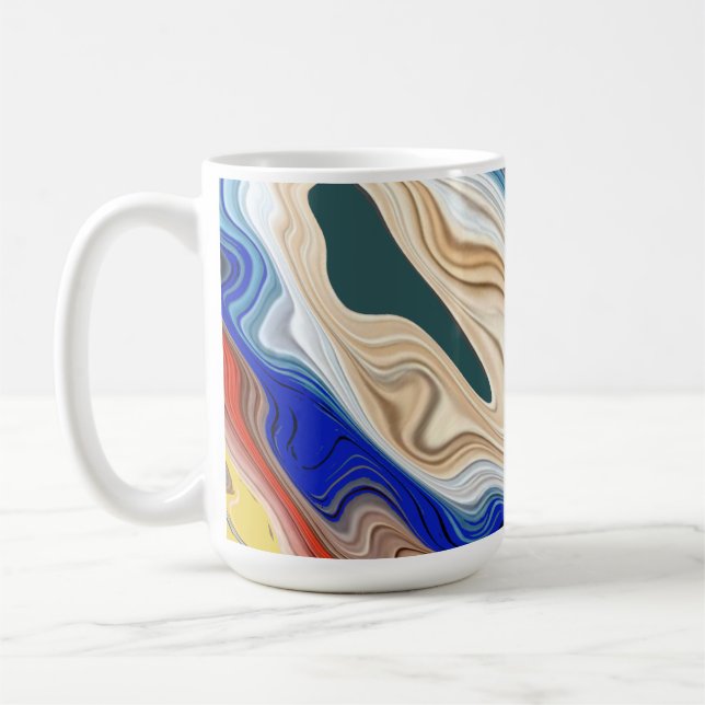 A vibrant colourful classic groorvy pattern coffee mug (Left)